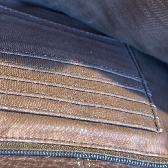 Fossil Vintage Brown Morgan Pebbled Leather Snap Flap & Zip Crossbody Bag - Picture 8 of 9